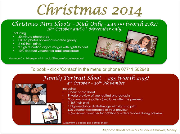 Christmas portrait shoot offer, Morley, Leeds, West Yorkshire